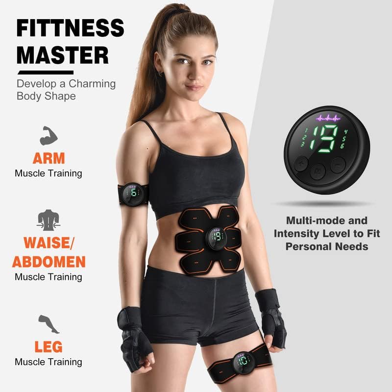 ABS Stimulator Workout Equipment, Ab Machine USB Rechargeable Gear for Abdomen/Arm/Leg, Strength Training Equipment for Men and Women