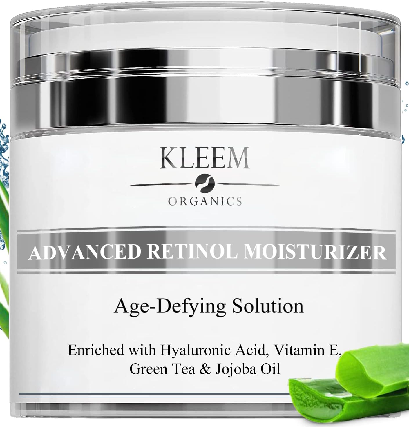 Kleem Organics Retinol Cream for Face - Anti Aging Face Cream with Hyaluronic Acid  Collagen - Retinol Face Moisturizer for Wrinkles, Dark Spots, and Uneven Skin Texture - Crema Retinol Para La Cara
