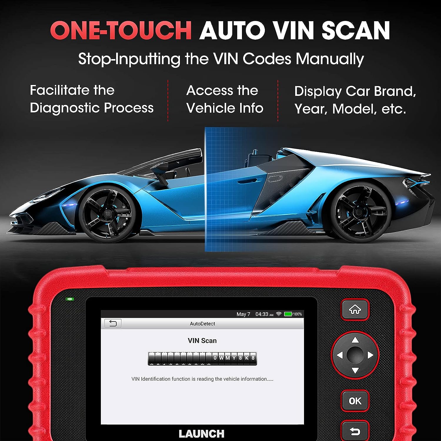 LAUNCH CRP123X Elite Lifetime Free Online Update scan Tool, SAS Calibration/Throttle Reset/Oil Reset OBD Scanner Diagnostic Tool, ABS SRS Transmission Car Scanner, Battery Test, Auto VIN