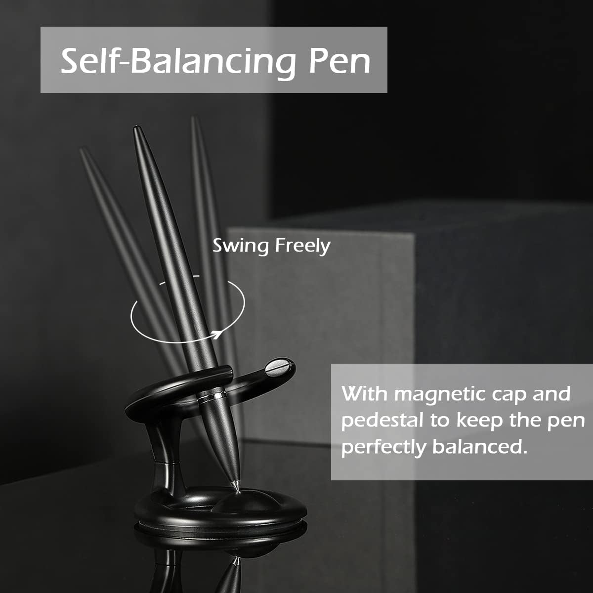 Magnetic Levitating Ballpoint Pen,Futuristic Luxury Floating Pen, Professional Executive Pen that Defies Gravity,Unique Gifts for Men  Women,Aesthetic Office Desk Decor,Cool Tech Gadgets(Black)