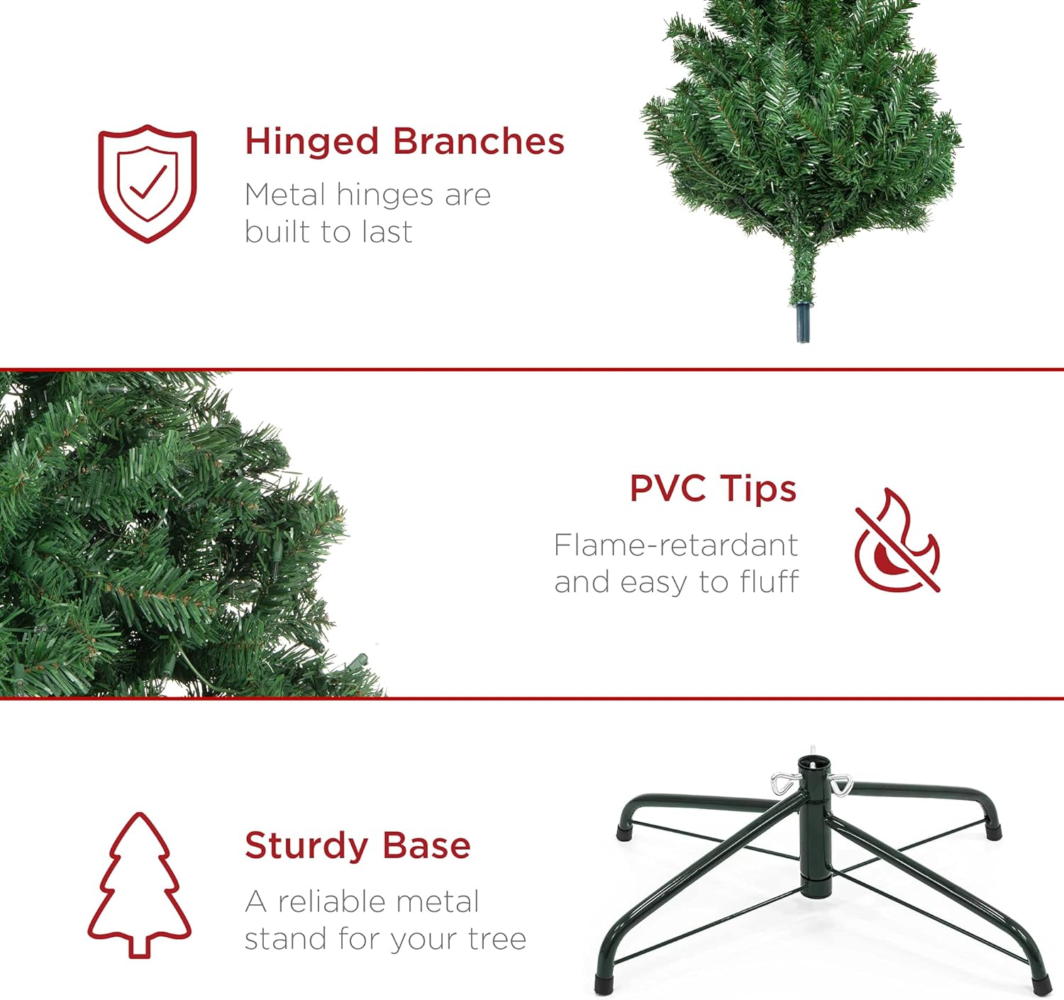 Best Choice Products 7.5ft Premium Spruce Artificial Holiday Christmas Tree for Home, Office, Party Decoration w/ 1,346 Branch Tips, Easy Assembly, Metal Hinges  Foldable Base