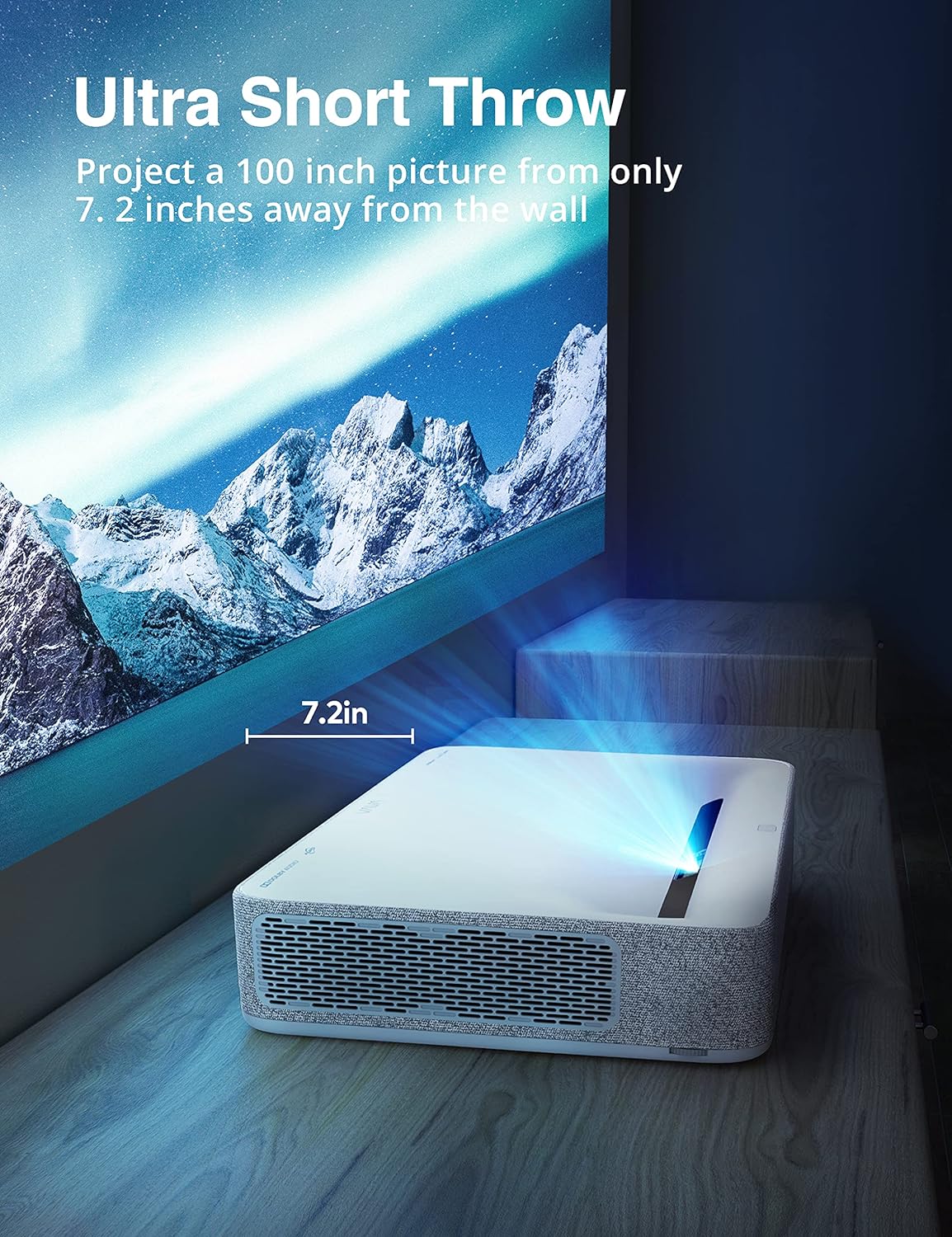 4K Ultra Short Throw Laser TV Home Theatre Projector, 2500 ANSI Lumens, HDR10, DTS and Dolby Audio, for MoviesVideoGaming, Easy Installation