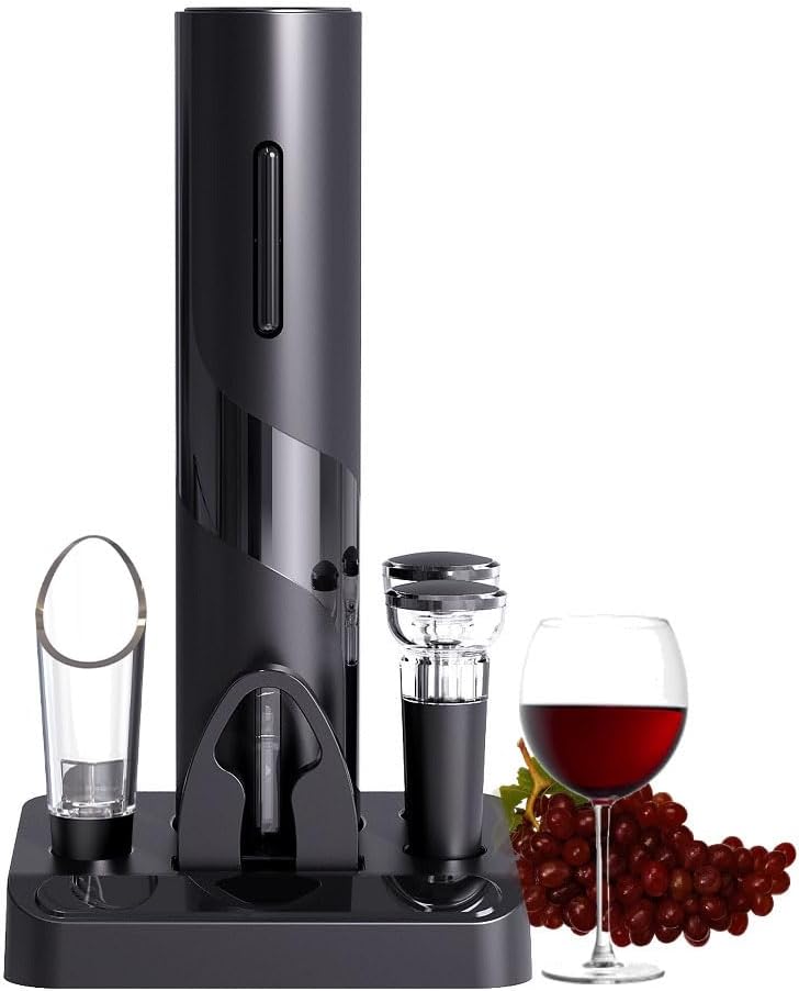 COKUNST Electric Wine Opener Set, Battery Operated Wine Bottle Corkscrew Opener with Foil Cutter, Wine Aerator Pourer, Vacuum Stoppers, Reusable Wine Bottle Openers with Accessories for Kitchen Party