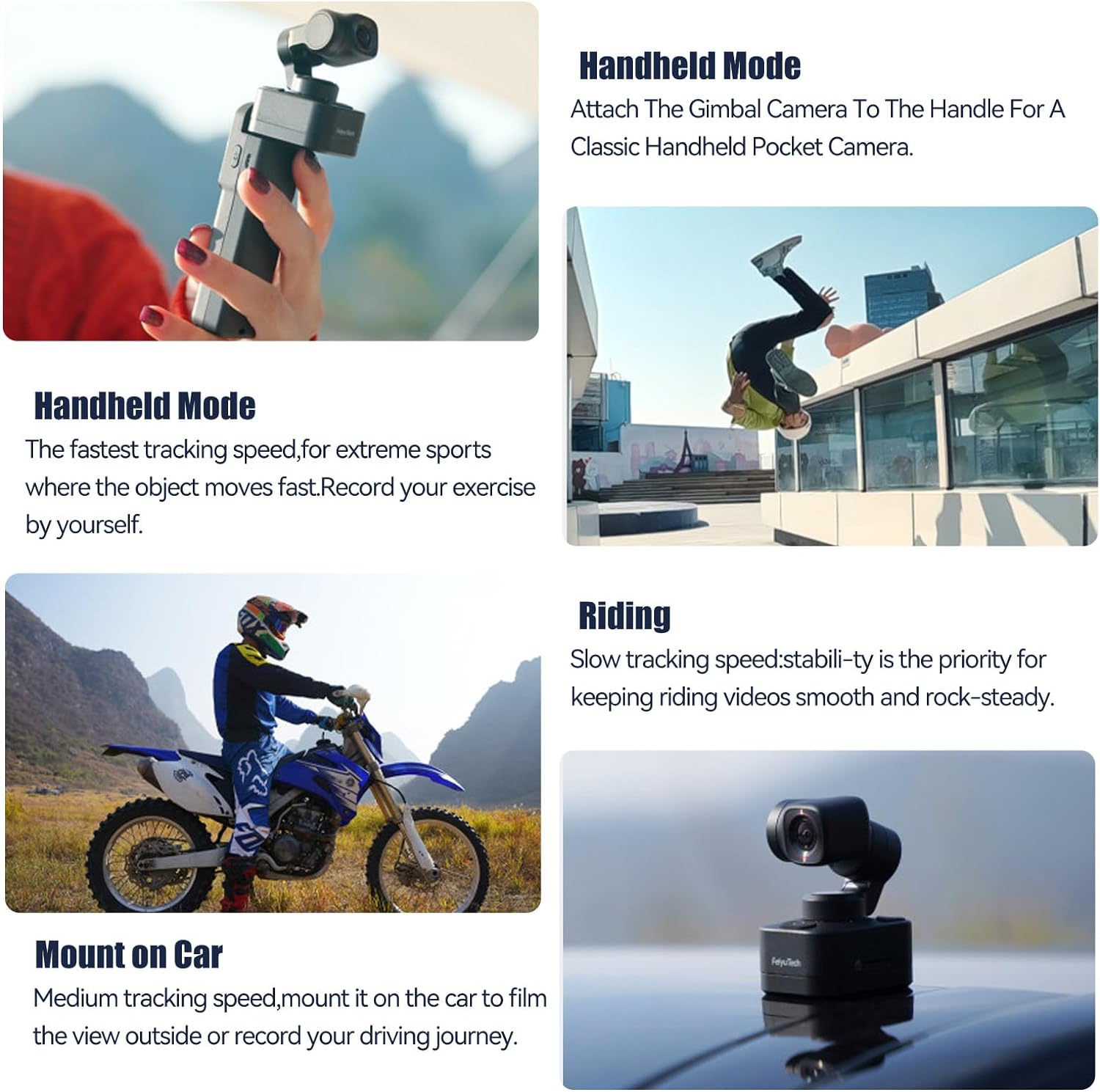 Feiyu Pocket 3 Action Camera Kit 3-Axis 4K Cordless Detachable Gimbal Camera, AI Tracking, 180° Panorama, Slow Motion, Beauty Effect, 159g Weight, YouTube Tiktok Vlog Pocket Camera