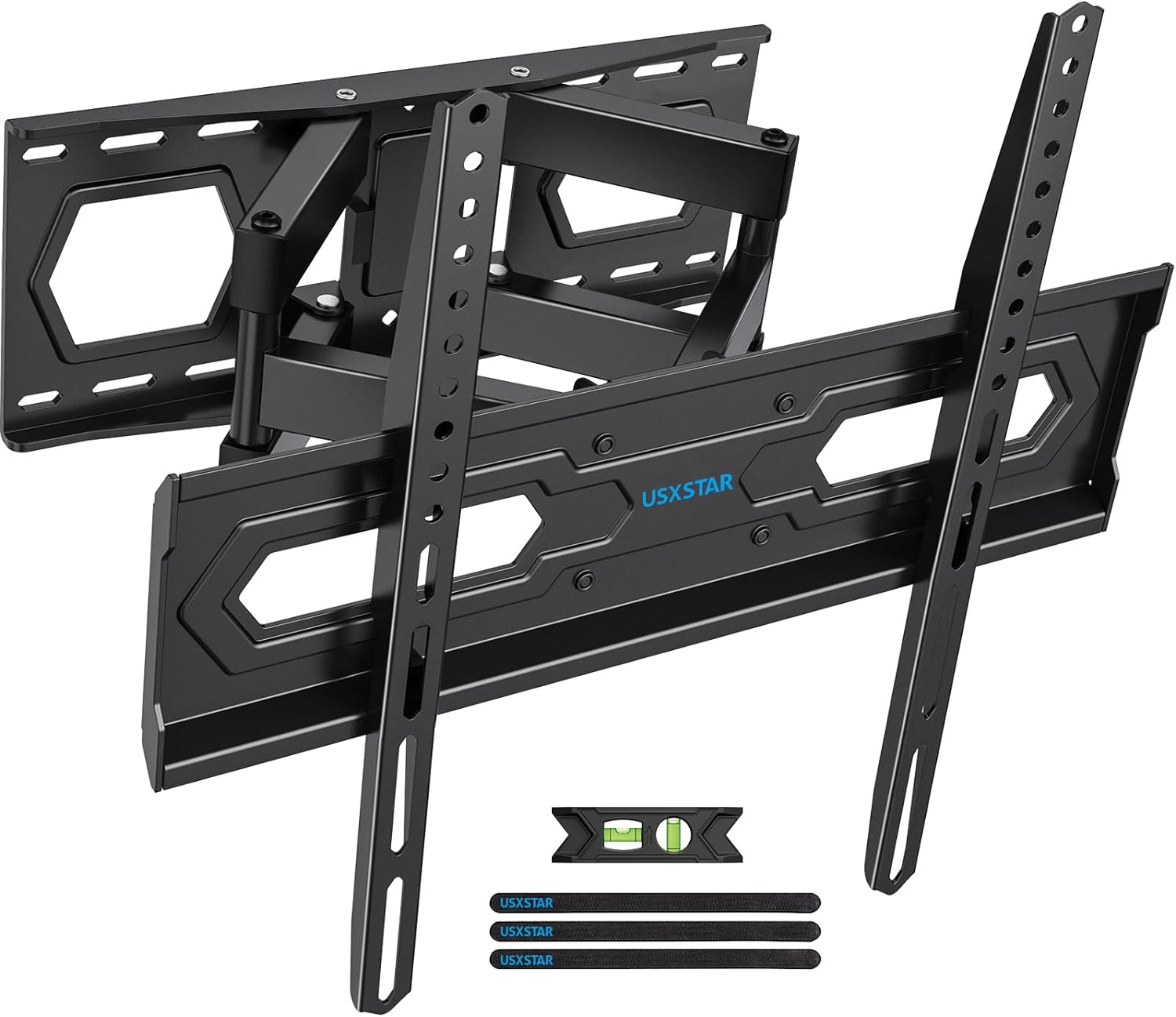 Full Motion TV Wall Mount Bracket for Most 32-70 inch TVs, Swivel Extension Tilting Leveling TV Mount, Max VESA 400x400mm, Holds up to 110 lbs 16 Wood Studs with Hole Drilling Template by USX STAR
