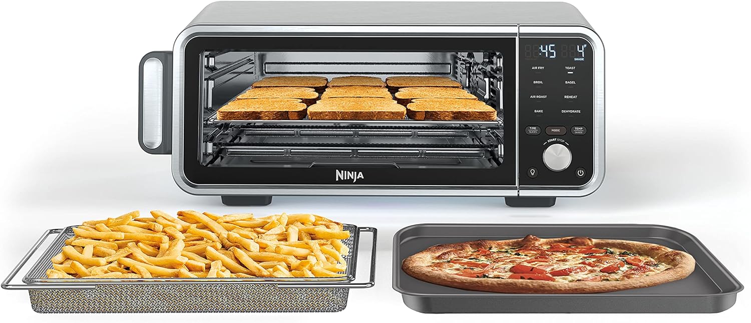 Ninja SP201 Digital Air Fry Pro Countertop 8-in-1 Oven with Extended Height, XL Capacity, Flip Up  Away Capability for Storage Space, with Air Fry Basket, Wire Rack  Crumb Tray, Silver
