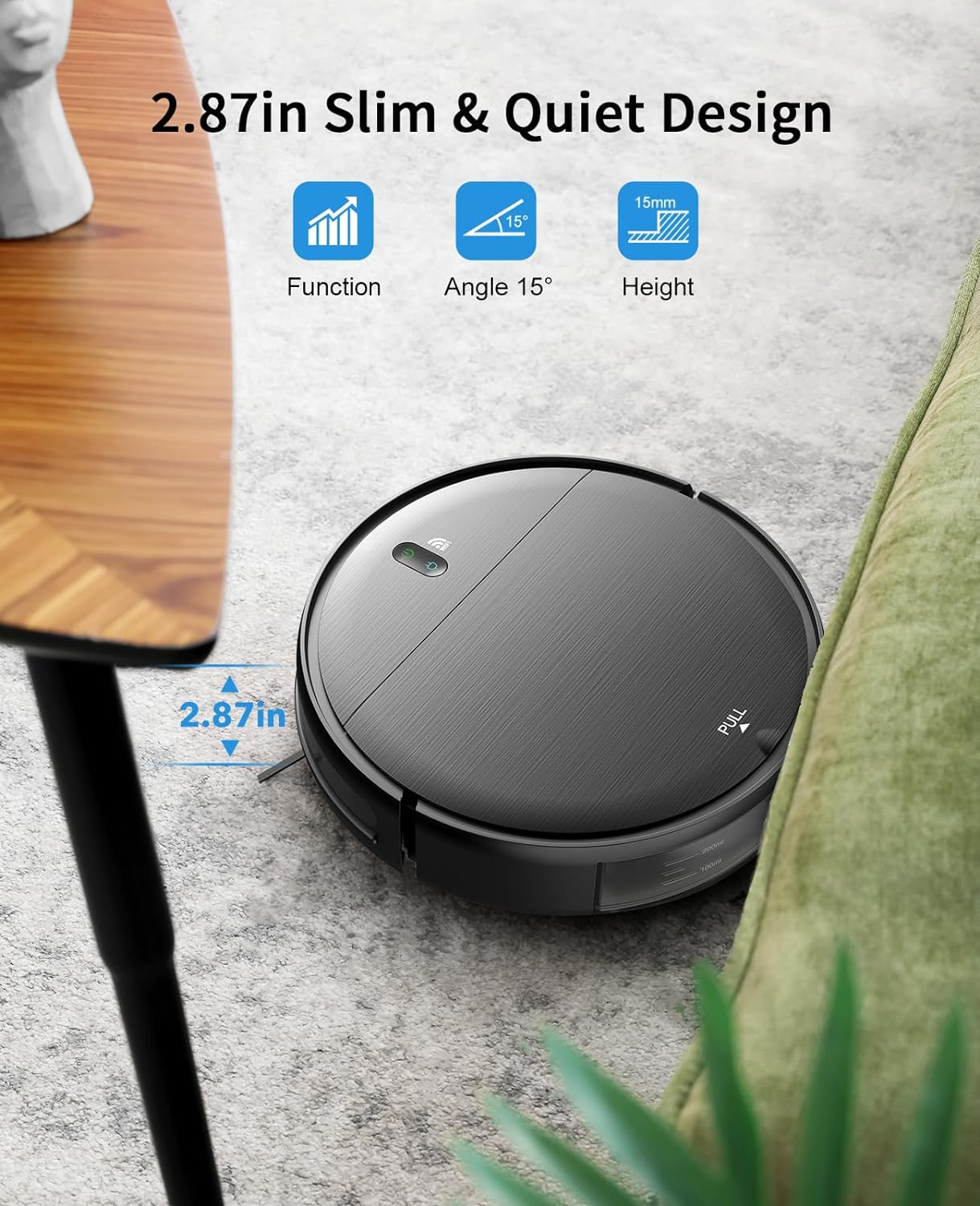 Robot Vacuum and Mop Combo, 2 in 1 Mopping Robot Vacuum Cleaner with Schedule, Wi-Fi/App/Alexa, 1400Pa Max Suction, Self-Charging Robotic Vacuum, Slim, Ideal for Hard Floor, Pet Hair, Low-Pile Carpet