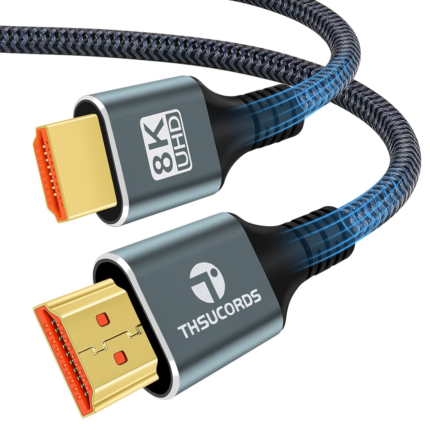 Thsucords 8K 4K HDMI Cables 10FT, High Speed Braided HDMI to HDMI 2.1 Cord Supports 8K@60Hz,4K@120Hz 144Hz 48Gbps Compatible with Roku TV/PS5/HDTV/Blu-ray