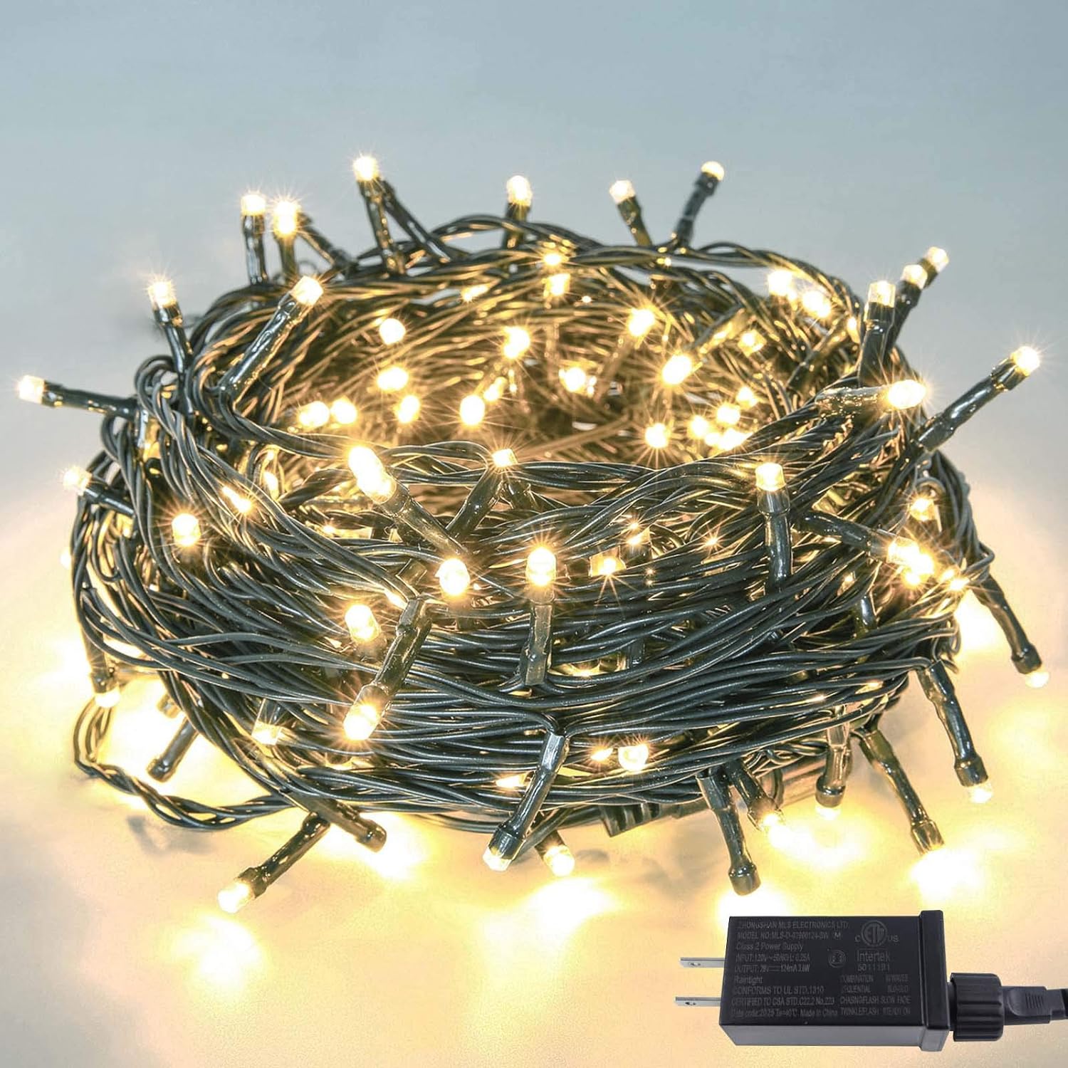 Upgraded 82FT 200 LED Christmas String Lights Outdoor/Indoor, Timer  Memory Function  8 Modes, Extendable Green Wire, Waterproof Fairy String Lights for Xmas Tree Holiday Party Garden (Warm White)
