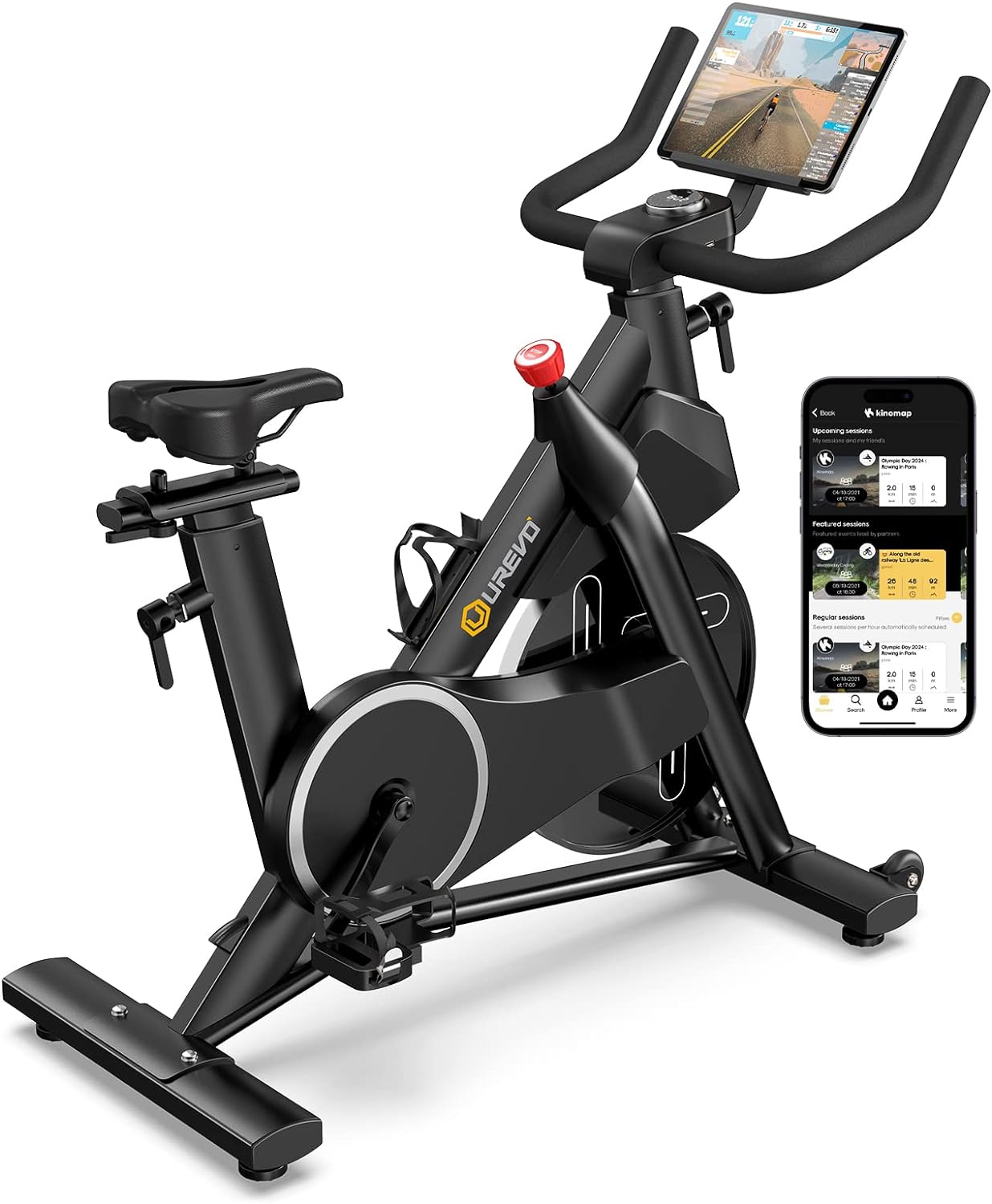 UREVO Auto-Motorized Magnetic Exercise Bike, Smart Indoor Cycling Bike Stationary for Home Compatible with APPs, 350LBS Weight Capacity, Tablet Holder, Competition seat, Silent Belt Drive…