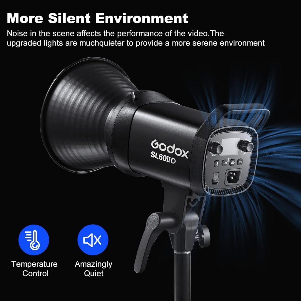 GODOX SL60IID 70Ws Photography Video Light 5600±200K,CRI96+,TLCI97+,Builtin 8 FX Effects, Bluetooth App Control Bowens Mount Continuous Output Lighting for Home Studio Portrait Product Photography
