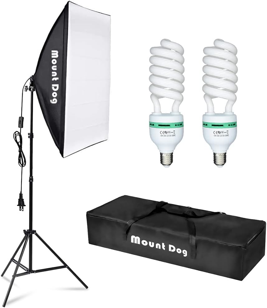 MOUNTDOG Softbox Lighting Kit,20X28 Photography Continuous Lighting System Photo Studio Equipment with 200W Light Bulb 5500K for Portrait Product Shooting Photography Video Recording